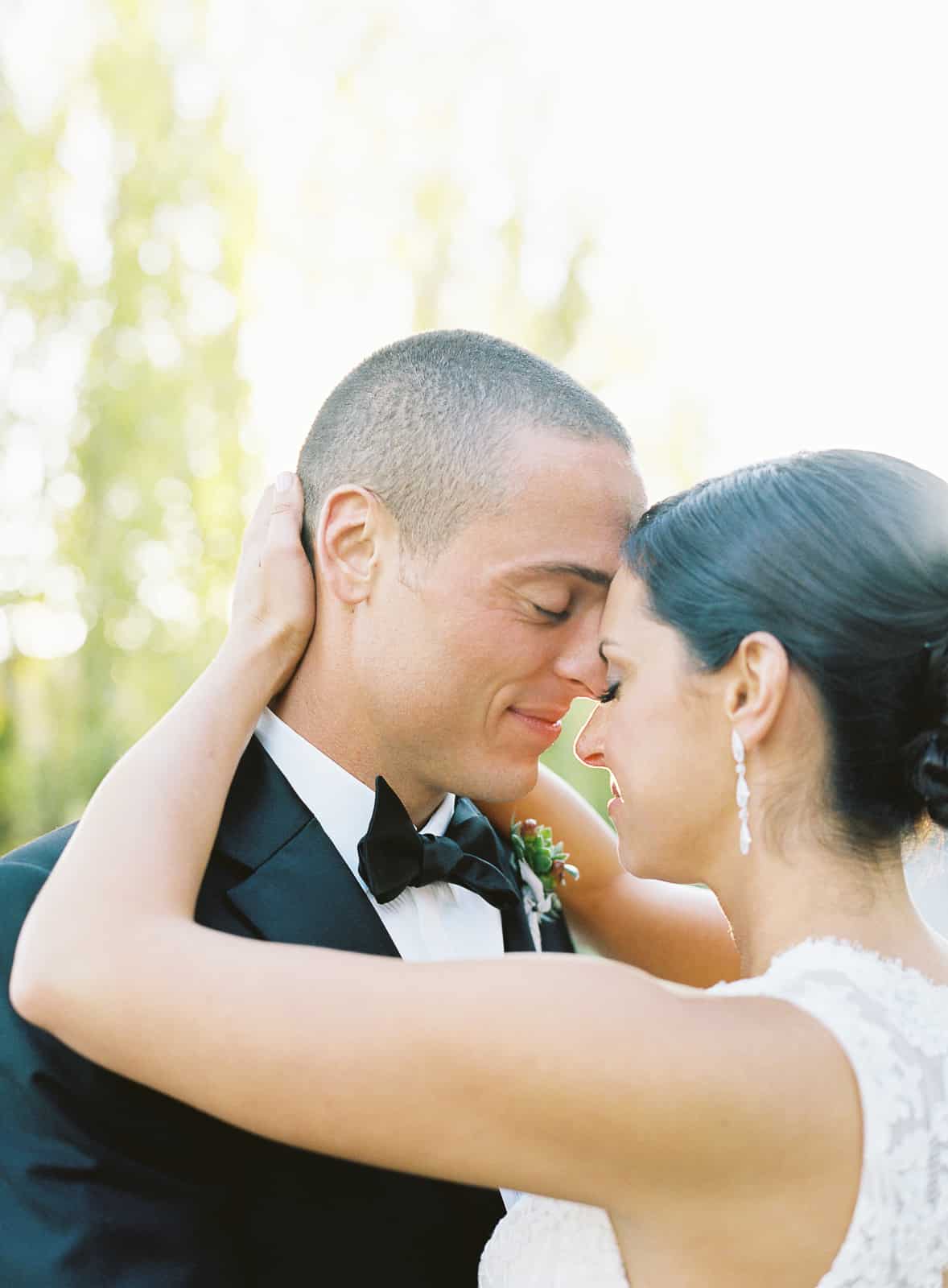foreheads together wedding portrait