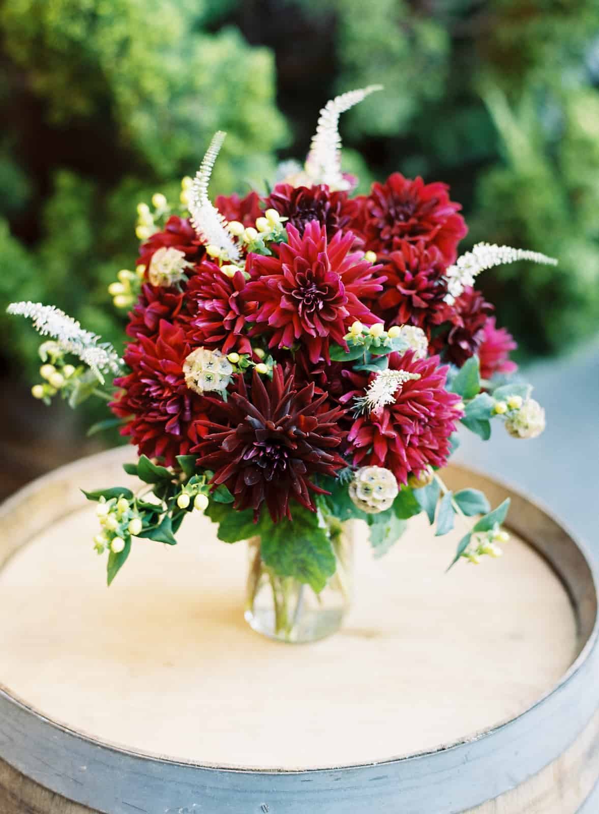 Maroon floral arrangement