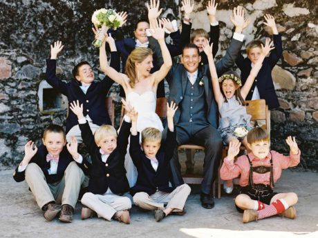 funny group photo with junior wedding party