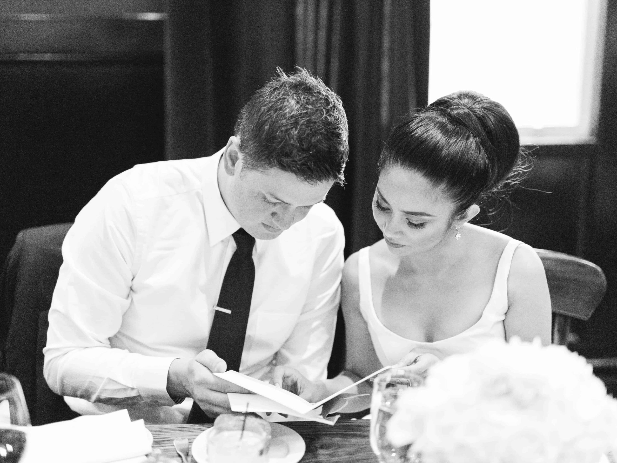 married couple reading a card