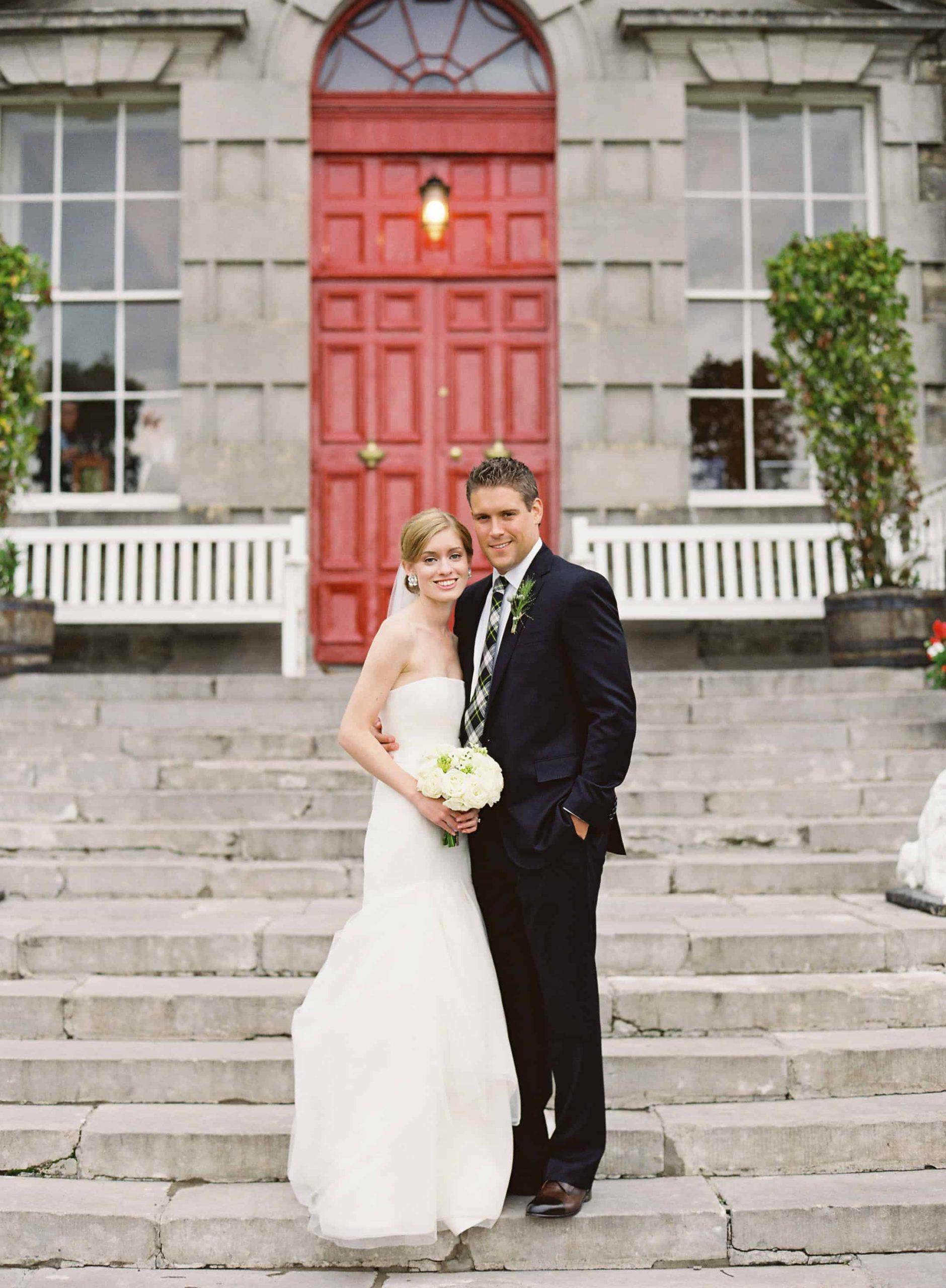 Bride and groom portrait on the Bellinter House steps