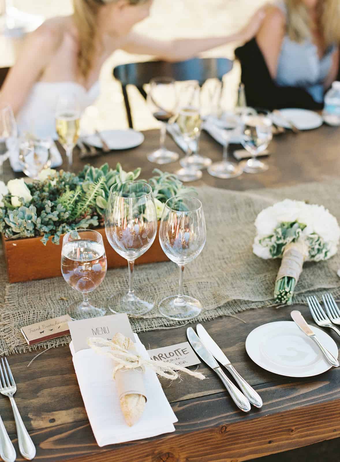 table setting with succulents
