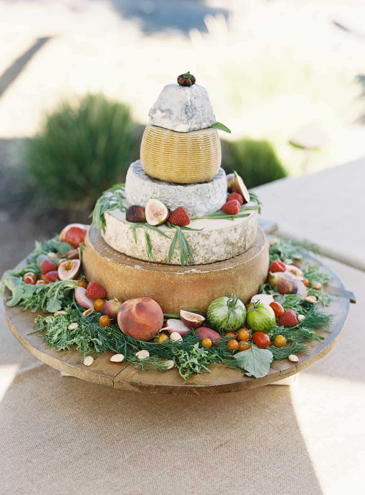 cake made of cheese wheels