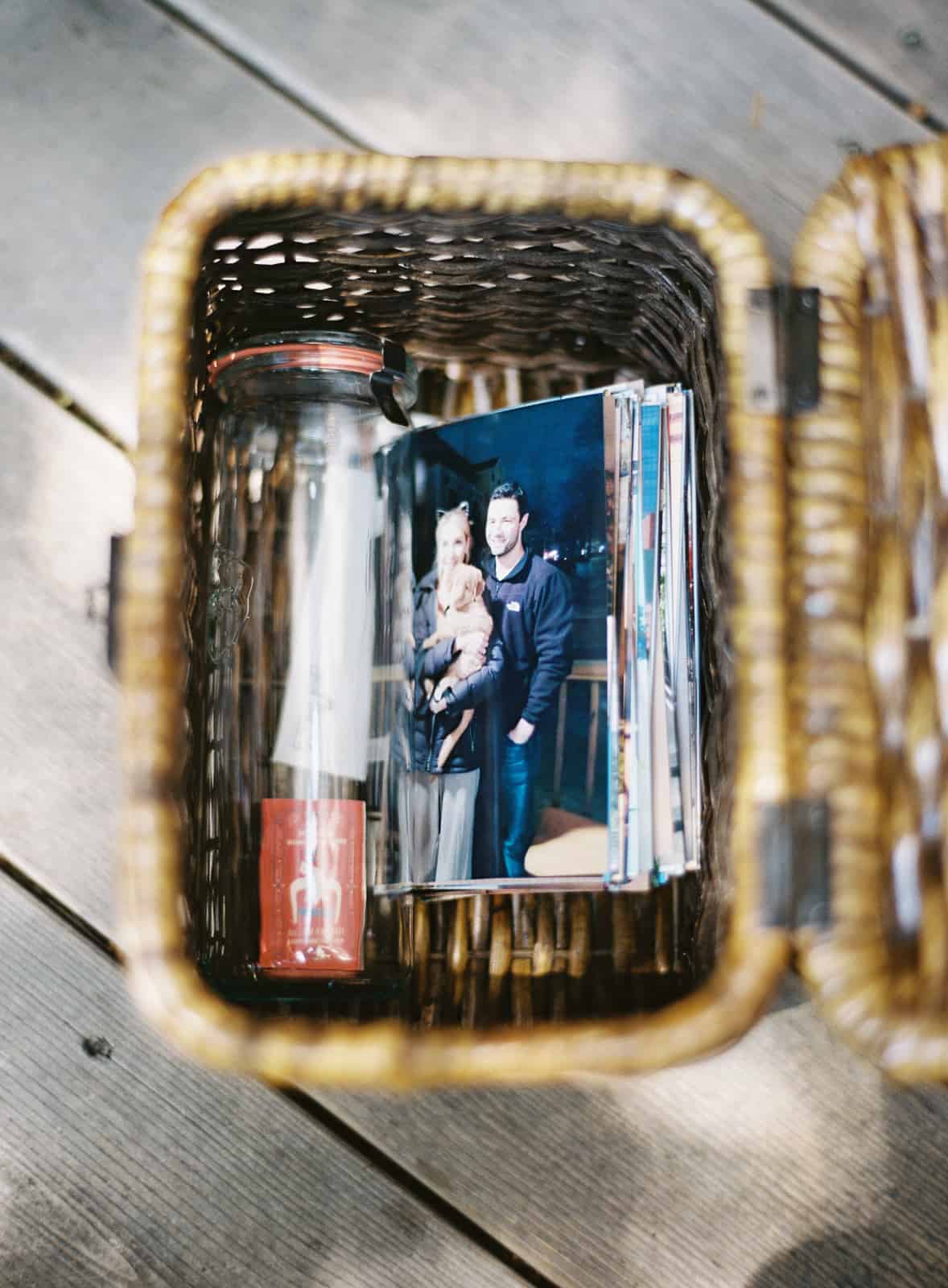 basket of photos, groom's gift to bride
