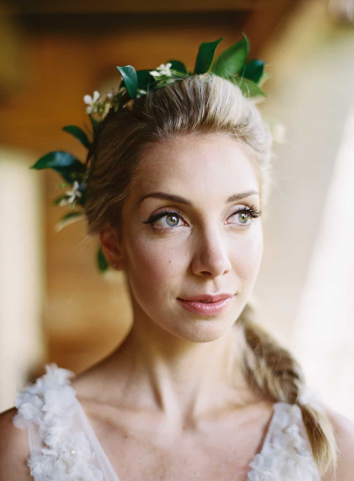 bride portrait with flower crown
