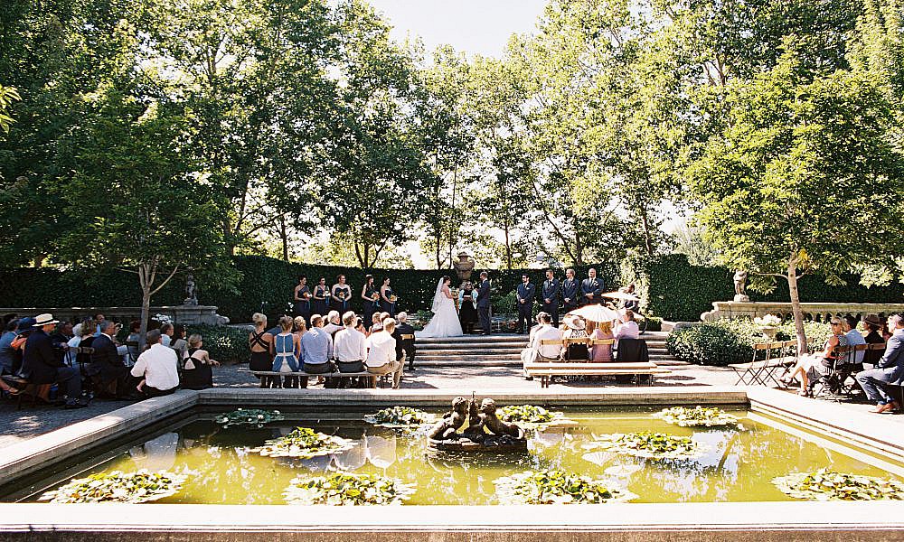 ceremony by a fountain