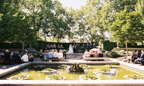 ceremony by a fountain