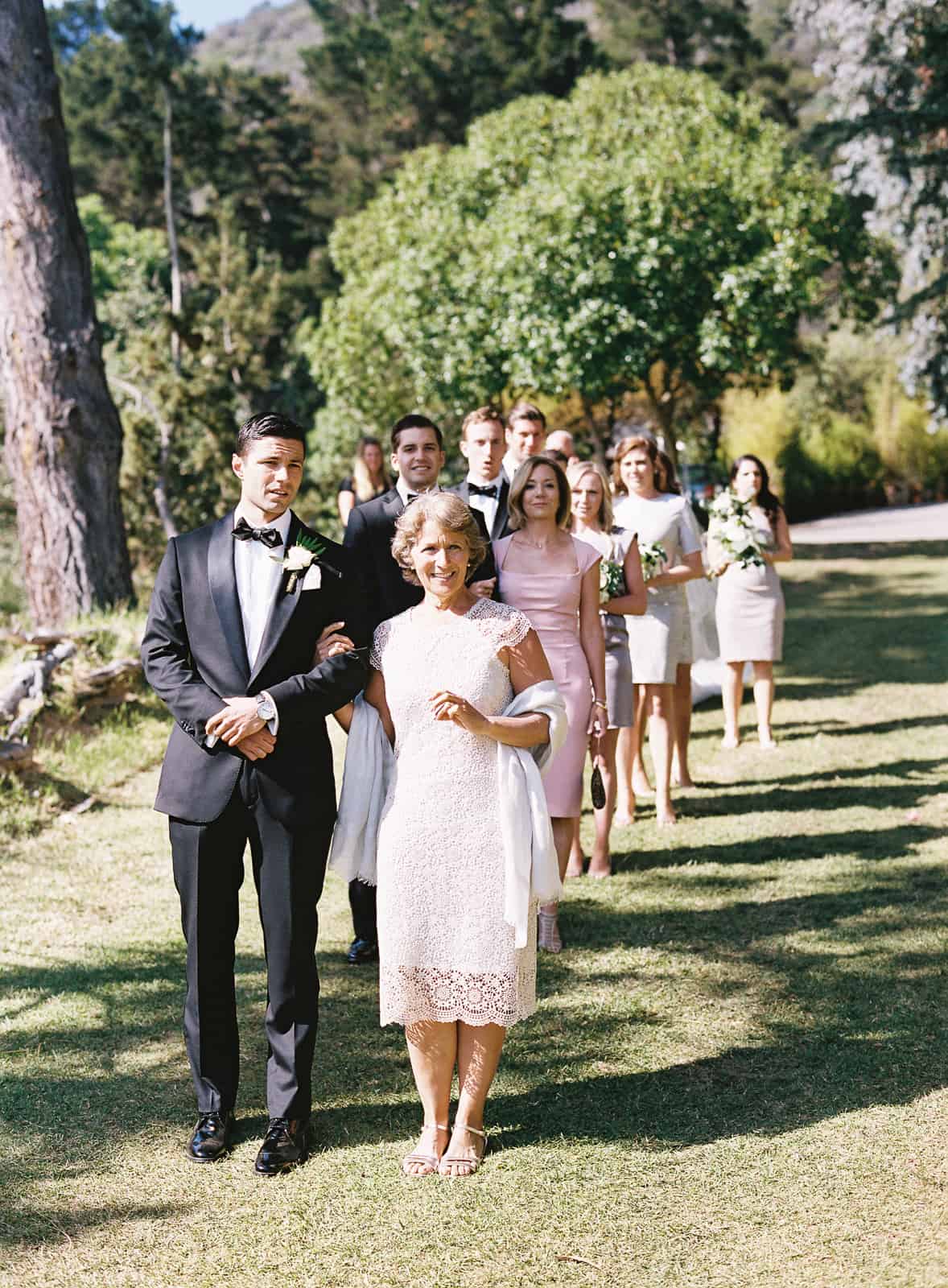 bridal party lined up before ceremony