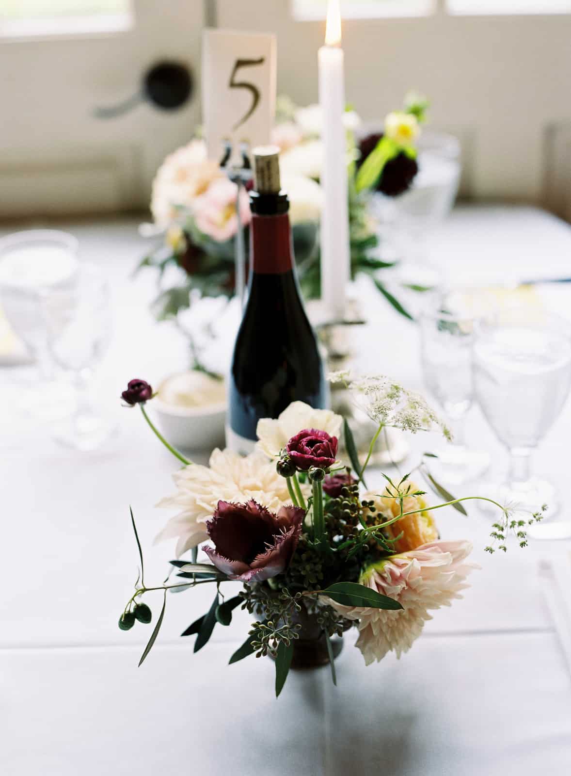 flowers and wine bottle