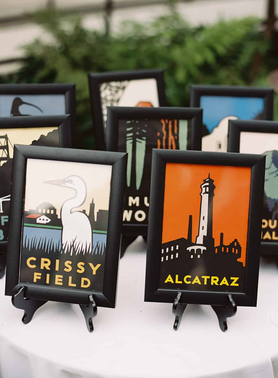 chrissy field and alcatraz illustrated table number art