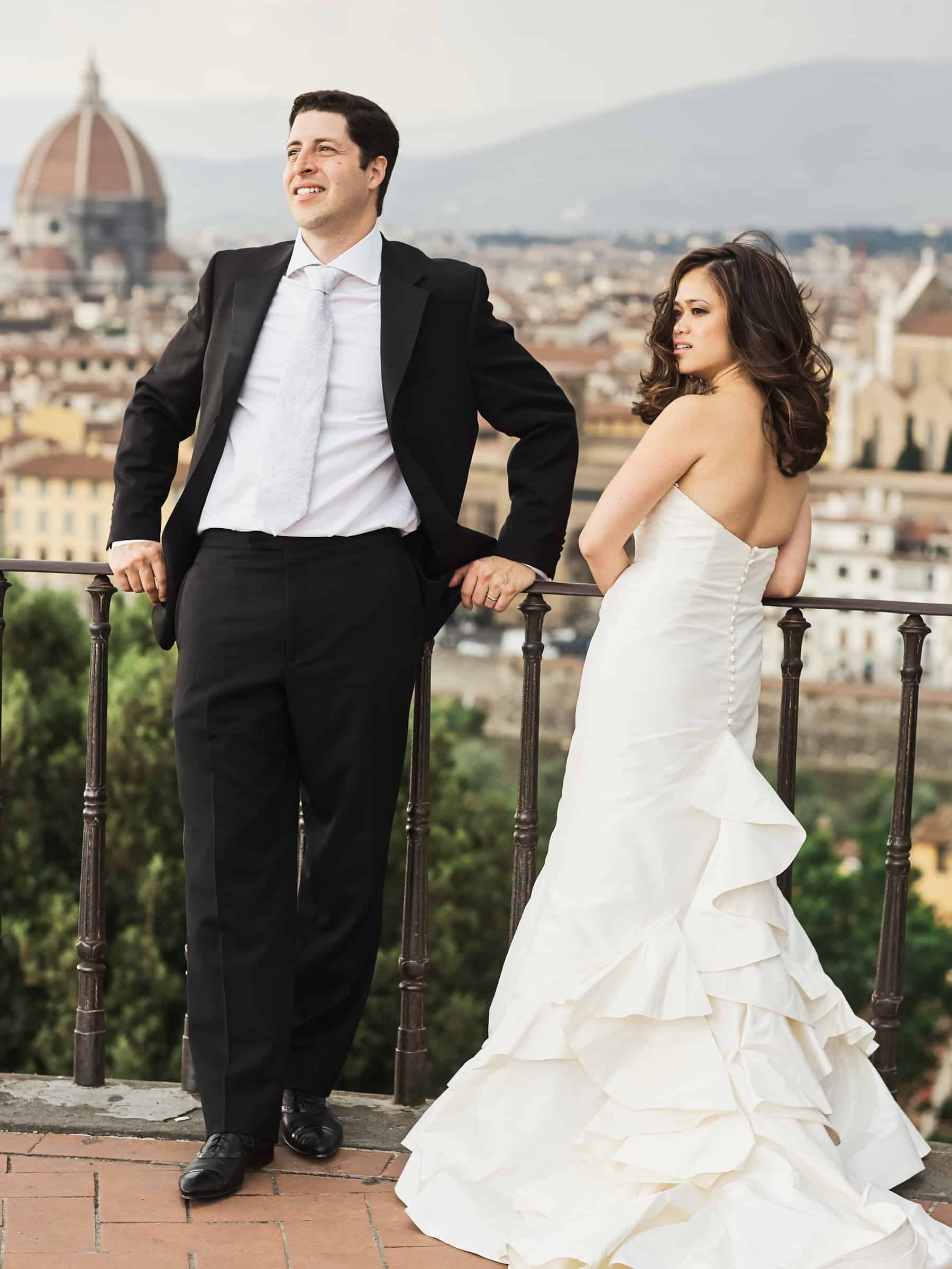 married couple in front of the Duomo in Florence Italy