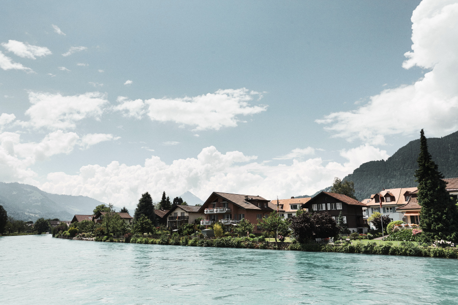 houses on a river in Interlaken Switzerland
