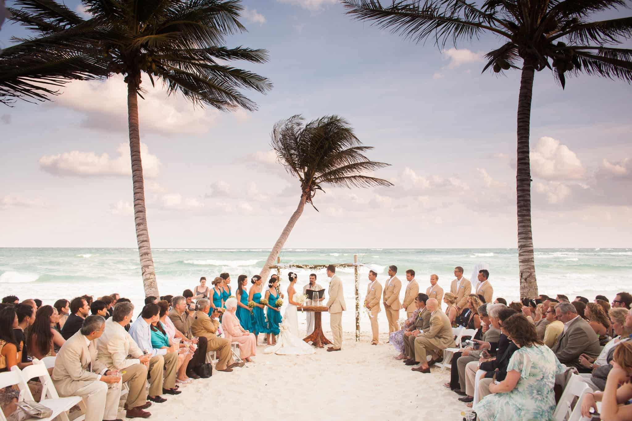 destination beach wedding ceremony at Ana y José Hotel in Tulum Mexico