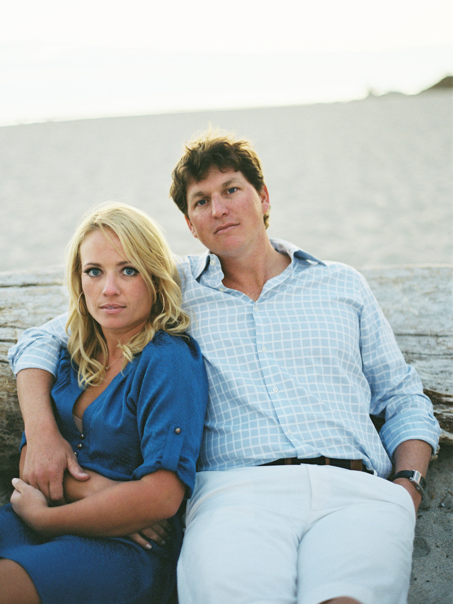 beach portrait of engaged couple